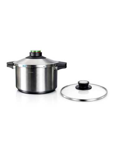 Olla A Presión Prêst 6 l Acero Inoxidable 18/10, Incluye Tapa de Cristal, Ø24 cm ELMA