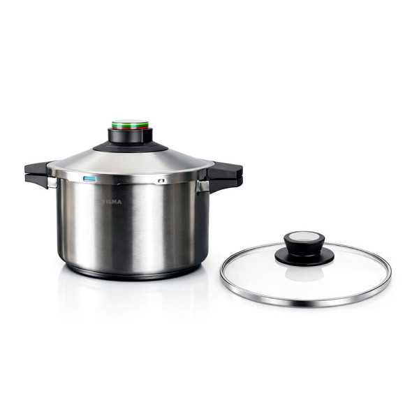 Olla A Presión Prêst 6 l Acero Inoxidable 18/10, Incluye Tapa de Cristal, Ø24 cm ELMA