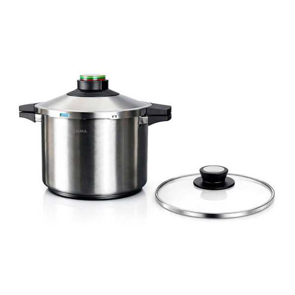 Olla A Presión Prêst 8 l, Acero Inoxidable 18/10, Incluye Tapa de Cristal, Ø24 cm ELMA