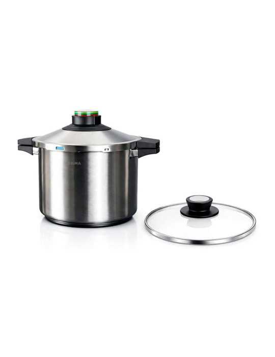 Olla A Presión Prêst 8 l, Acero Inoxidable 18/10, Incluye Tapa de Cristal, Ø24 cm ELMA