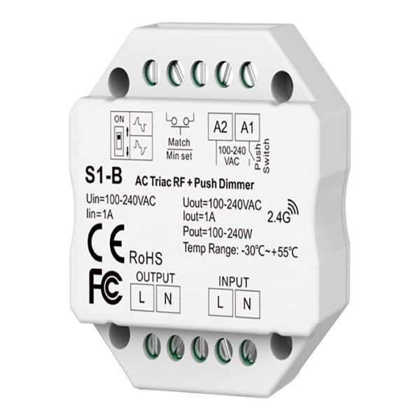 Regulador Rf Triac Pastilla, Todo tipo de Lámparas, 1,5 A, 100 - 360 W, 100 - 240 V, Ø52 x 26 mm FBRIGHT