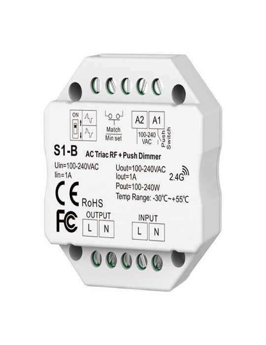Regulador Rf Triac Pastilla, Todo tipo de Lámparas, 1,5 A, 100 - 360 W, 100 - 240 V, Ø52 x 26 mm FBRIGHT