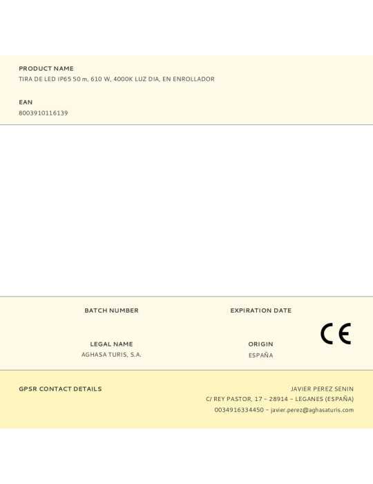 Tira de LED IP65 50 m, 610 W, 4000 K Luz Día, en Enrollador STACK