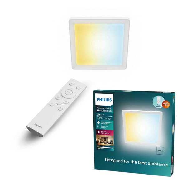Plafón Cuadrado Blanco Valen, 17 W, 2050 Im, 2200-6500 K, 395 x 37 x 395 mm PHILIPS