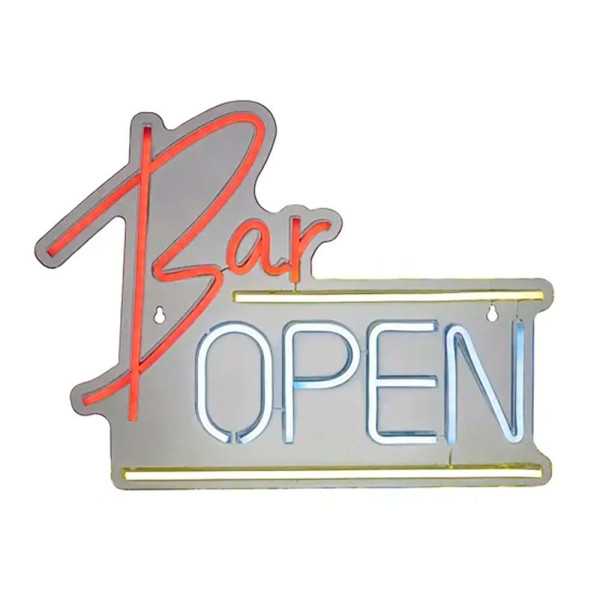 Luz LED Neón Decorativa Bar Open, 40 x 30 x 1,5 cm LUMINEO