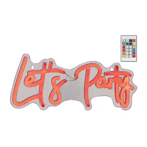Luz LED Neón Decorativa Let's Party, 40 x 18 x 1,5 cm LUMINEO