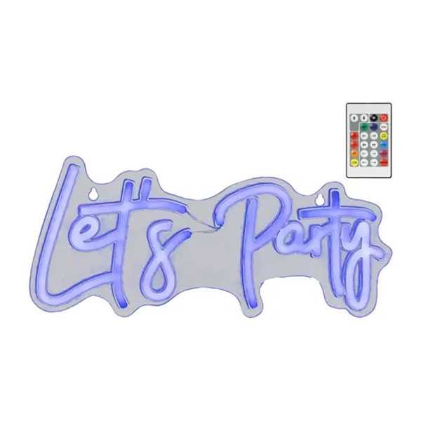 Luz LED Neón Decorativa Let's Party, 40 x 18 x 1,5 cm LUMINEO