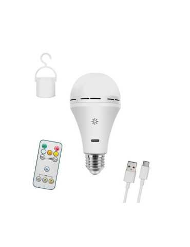 Bombilla LED, Recargable USB, E27, 6 W, 3CCT, Dimmable, 500 lm CRISTALRECORD