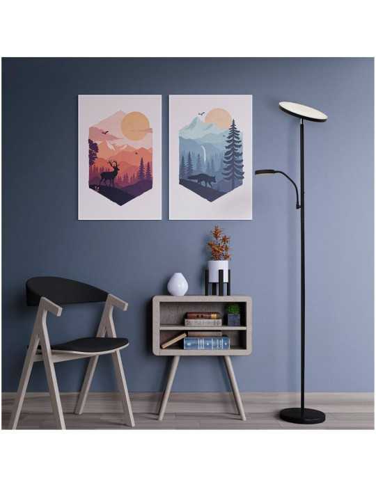 Lámpara de Pie LED Dencel, 30+6 W, 3CCT, Dimmable, 3000 lm, Negra, Ø25 x 175 cm CRISTALRECORD