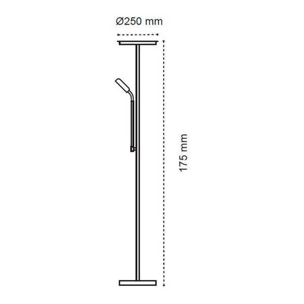 Lámpara de Pie LED Dencel, 30+6 W, 3CCT, Dimmable, 3000 lm, Negra, Ø25 x 175 cm CRISTALRECORD