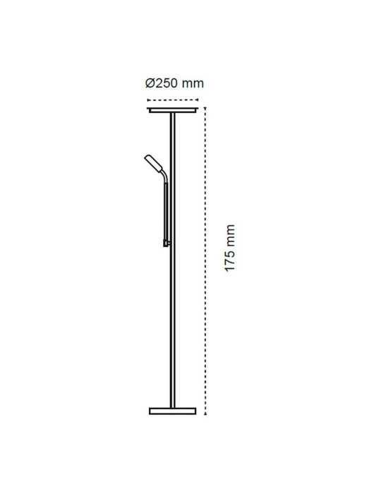 Lámpara de Pie LED Dencel, 30+6 W, 3CCT, Dimmable, 3000 lm, Negra, Ø25 x 175 cm CRISTALRECORD
