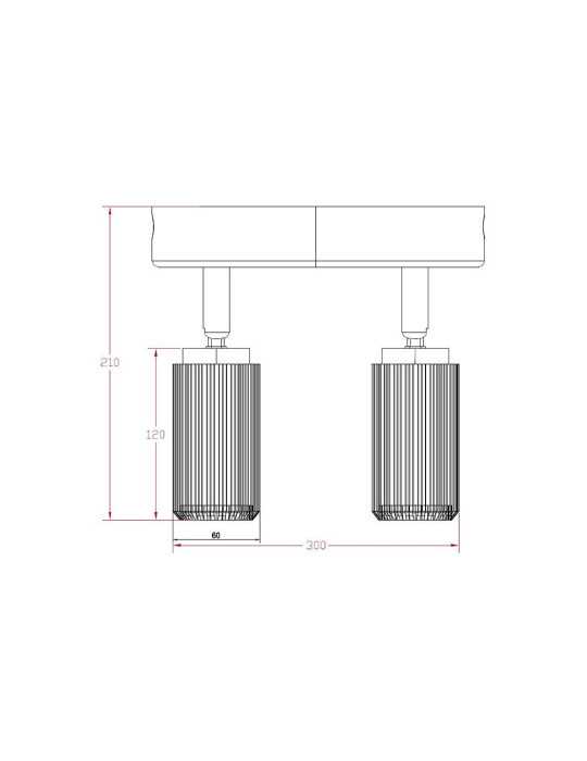 Foco 2 Elementos Sahara Arenado, GU10, 10W (Bombillas No Incluidas), Blanco, 30 x 6 x 21 cm CRISTALRECORD