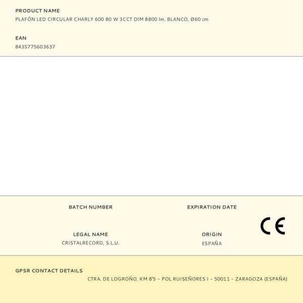 Plafón LED Circular, Charly, 80 W, 3CCT, 8800 lm, Blanco, Ø60 x 7 cm CRISTALRECORD