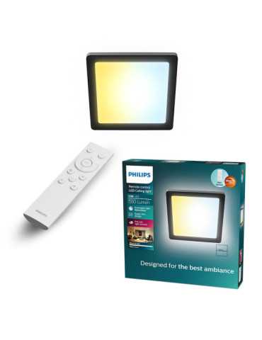 Plafón Cuadrado Negro Valen, 13 W, 1550 Im, 2200-6500 K, 295 x 37 x 295 mm PHILIPS 2