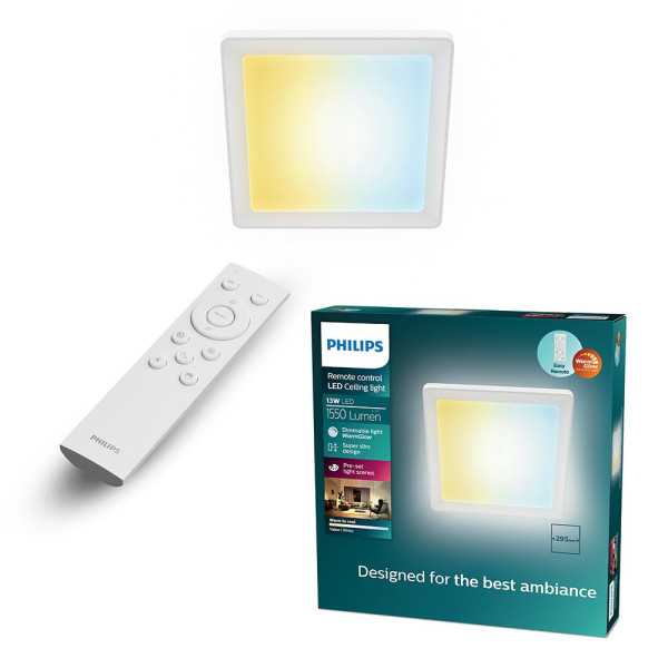 Plafón Cuadrado Blanco Valen, 13 W, 1550 Im, 2200-6500 K, 295 x 37 x 295 mm PHILIPS