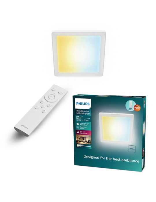 Plafón Cuadrado Blanco Valen, 13 W, 1550 Im, 2200-6500 K, 295 x 37 x 295 mm PHILIPS