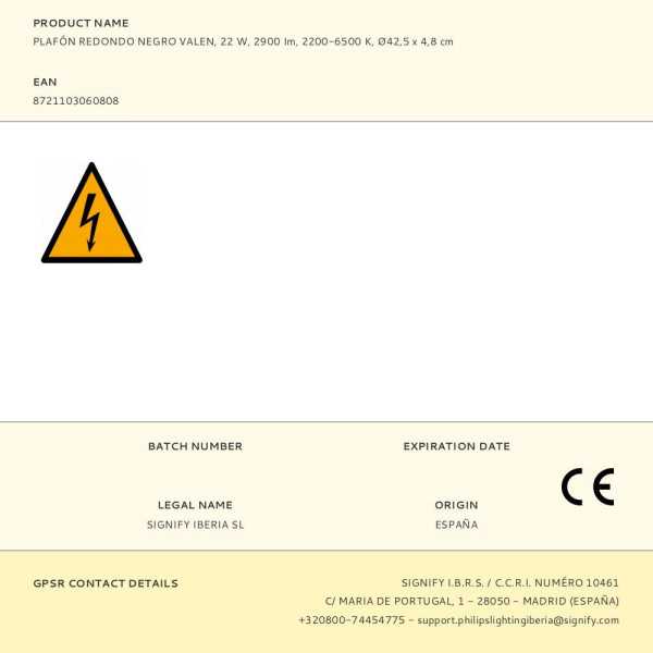 Plafón Redondo Negro Valen, 22 W, 2900 Im, 2200-6500 K, Ø421 x 24 mm PHILIPS