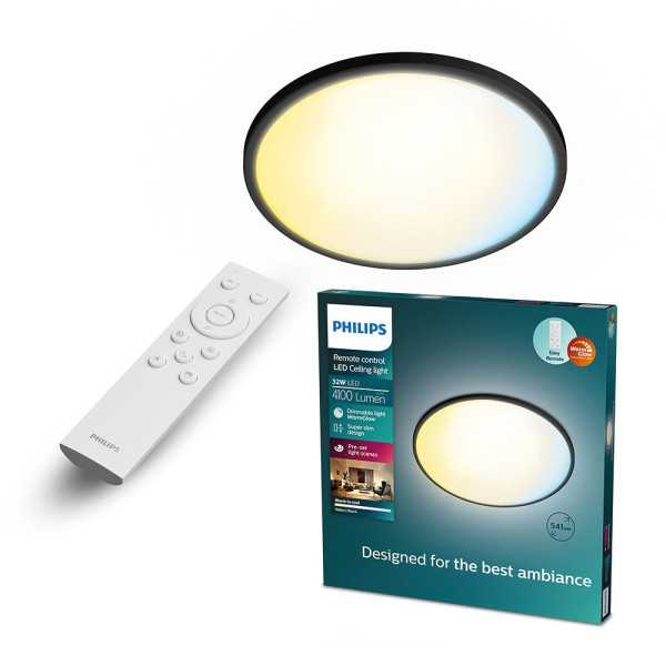 Plafón Redondo Negro Valen, 32 W, 4100 Im, 2200-6500 K, Ø541 x 28 cm PHILIPS