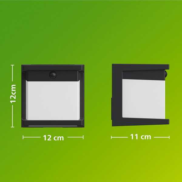 Aplique LED Solar Diara, Negro, 3,8 W, 400/10 Im, 2700 K PHILIPS