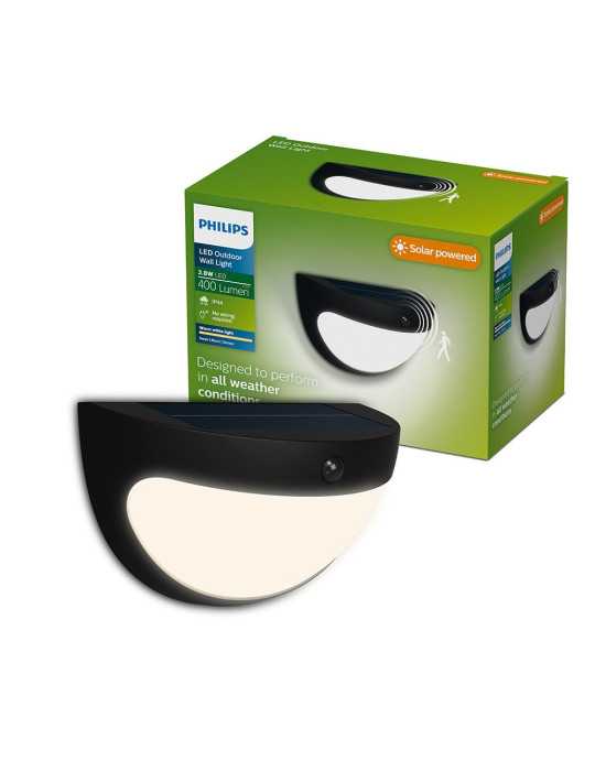 Aplique Solar Swyn Negro 3,8 W, 400/10 Im, 2700 K PHILIPS