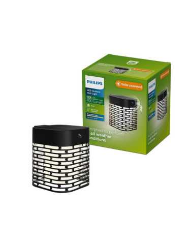 Aplique Solar LED Hara Negro 3,8 W, 400/10 lm, 2700 K PHILIPS