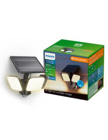 Luz de Seguridad Solar Zyren Negra, 24,5 W, 4000/50 Im, 3000 K PHILIPS