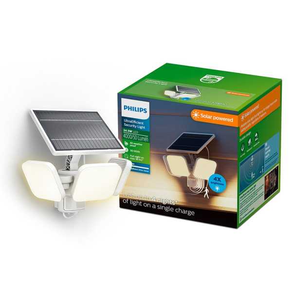 Luz de Seguridad Solar Zyren Blanca 24,5 W, 4000/50 Im, 3000 K PHILIPS