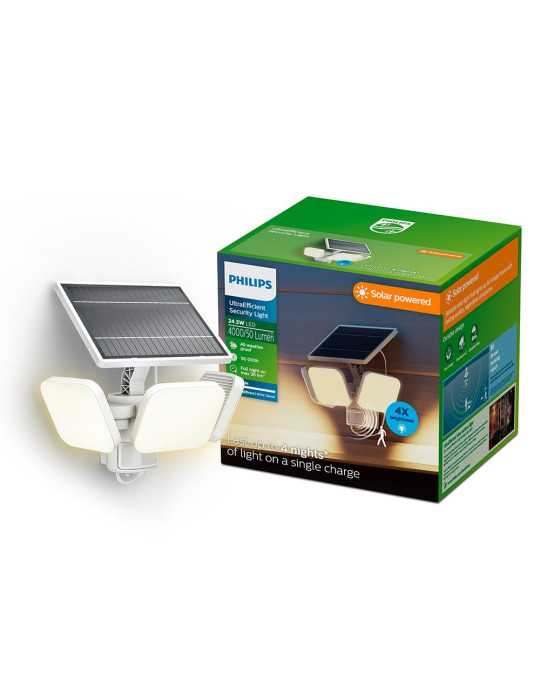 Luz de Seguridad Solar Zyren Blanca 24,5 W, 4000/50 Im, 3000 K PHILIPS