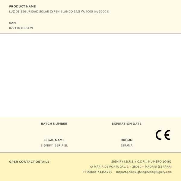 Luz de Seguridad Solar Zyren Blanca 24,5 W, 4000/50 Im, 3000 K PHILIPS