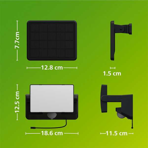 Luz de Seguridad Solar Fyns Negra 8,2 W, 1000/50 Im, 3000 K PHILIPS