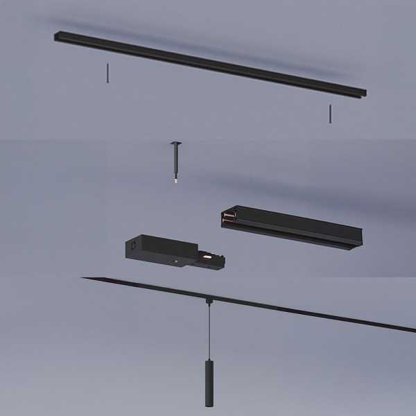 Lámpara de Techo Suspendida Easylink, Paxie GU10, Negra, Ø60 x 1550 mm PHILIPS