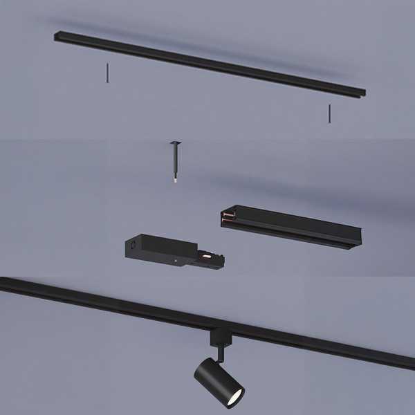 Riel de Extensión Easylink 2 uds x 1 m con Alimentación, Negro PHILIPS