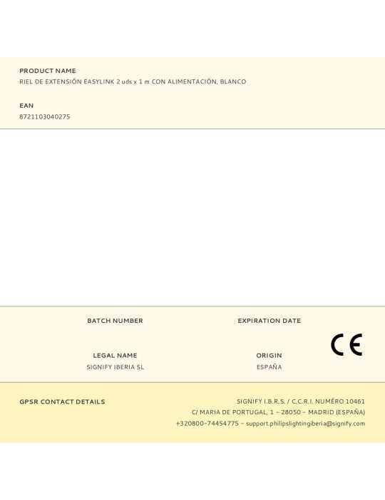 Riel de Extensión Easylink 2 uds x 1 m con Alimentación, Blanco PHILIPS