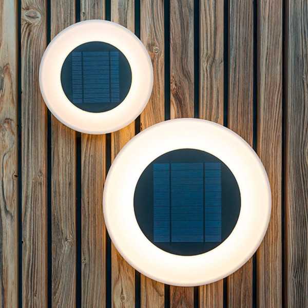 Aplique LED Solar Wally 27, Blanco, Ø27 x 5 cm NEW GARDEN