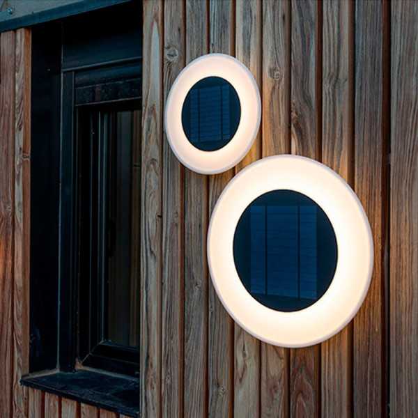 Aplique LED Solar Wally 27, Blanco, Ø27 x 5 cm NEW GARDEN