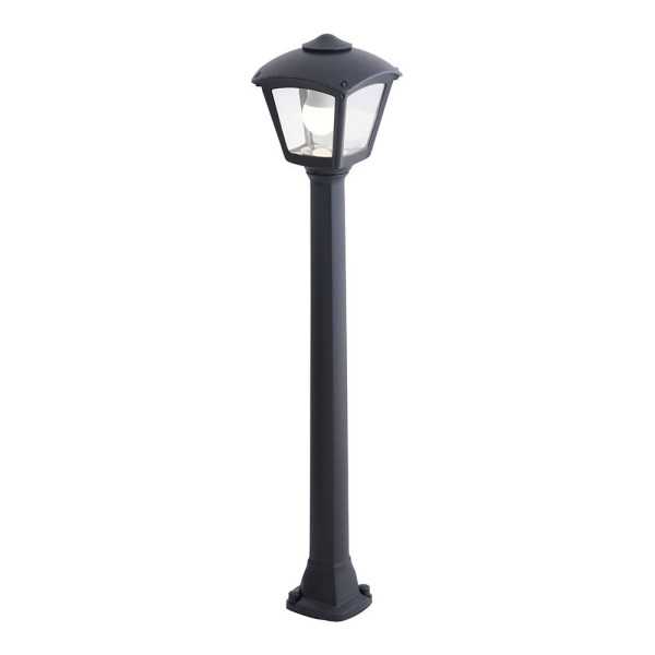 Farol Baliza con Poste Giaffa/Roby, Transparente, E27, Negro, 195 x 195 x 945 mm FUMAGALLI