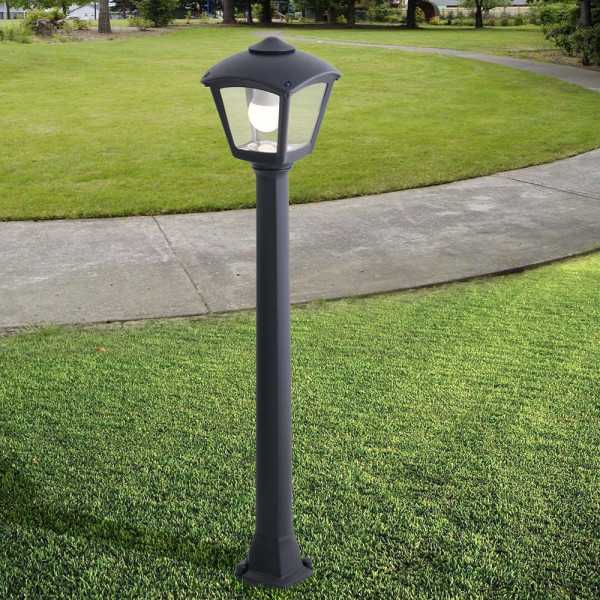 Farol Baliza con Poste Giaffa/Roby, Transparente, E27, Negro, 195 x 195 x 945 mm FUMAGALLI