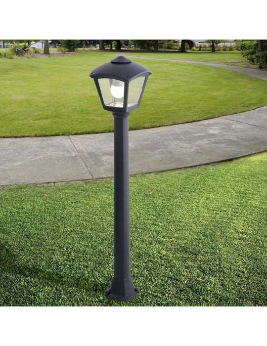 Farol Baliza con Poste Giaffa/Roby, Transparente, E27, Negro, 195 x 195 x 945 mm FUMAGALLI
