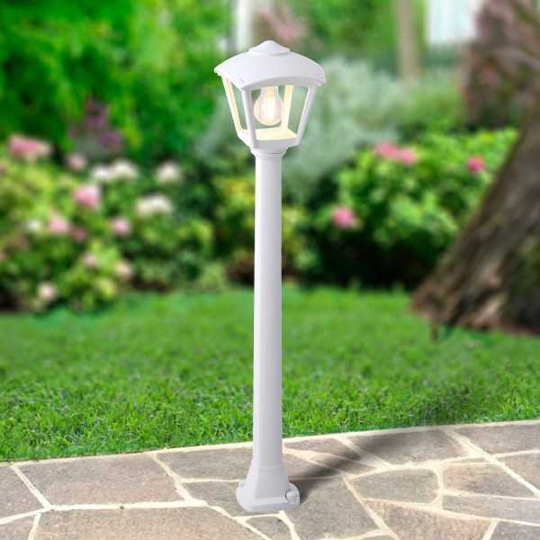 Farol Baliza con Poste Giaffa/Roby, Transparente, E27, Blanco, 195 x 195 x 945 mm FUMAGALLI