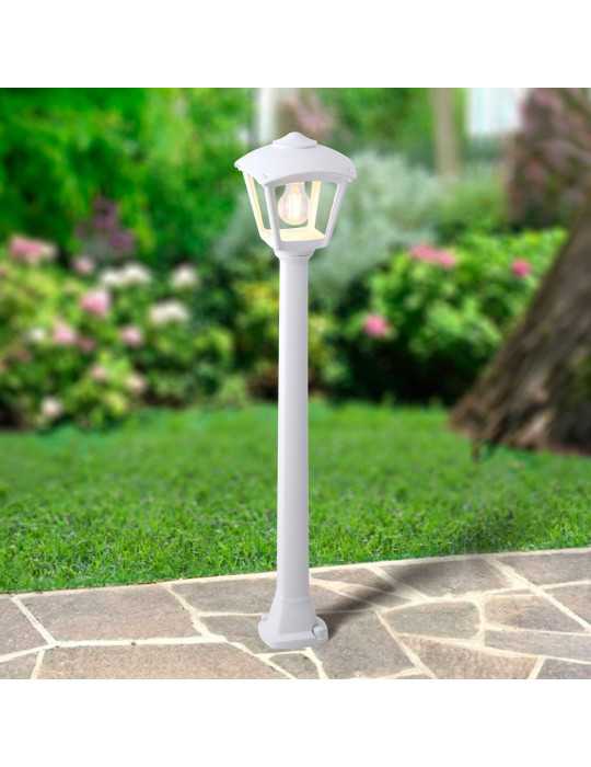 Farol Baliza con Poste Giaffa/Roby, Transparente, E27, Blanco, 195 x 195 x 945 mm FUMAGALLI