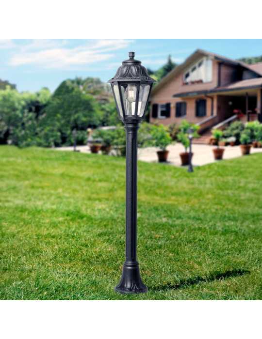 Farol Baliza con Poste Mizar/Anna, Transparente, E27, Negro, Ø220 x 1100 mm FUMAGALLI