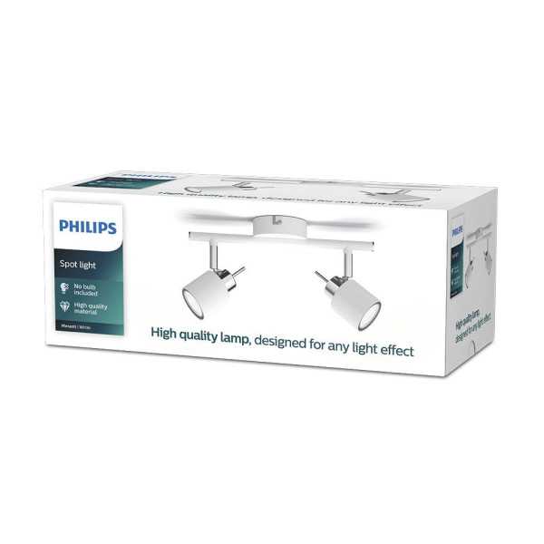 Foco 2 Elementos Meranti GU10 (Bombilla No Incluida) Color Blanco 8 x 15,5 x 27,4 cm PHILIPS