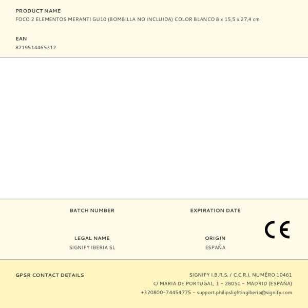 Foco 2 Elementos Meranti GU10 (Bombilla No Incluida) Color Blanco 8 x 15,5 x 27,4 cm PHILIPS