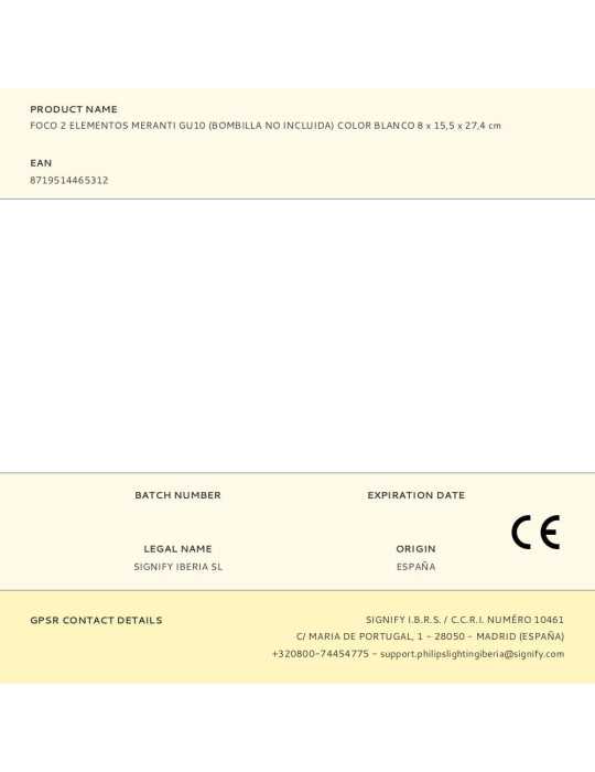 Foco 2 Elementos Meranti GU10 (Bombilla No Incluida) Color Blanco 8 x 15,5 x 27,4 cm PHILIPS
