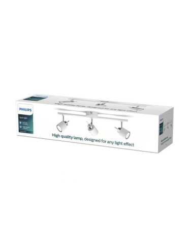 Foco 3 Elementos Meranti GU10 (Bombilla No Incluida) Color Blanco 8 x 47,4 x 15,5 cm PHILIPS 2