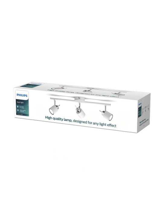 Foco 3 Elementos Meranti GU10 (Bombilla No Incluida) Color Blanco 8 x 47,4 x 15,5 cm PHILIPS
