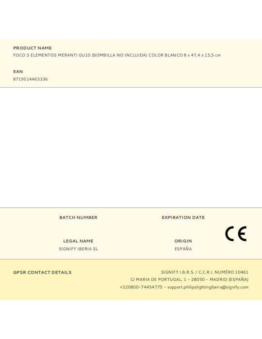 Foco 3 Elementos Meranti GU10 (Bombilla No Incluida) Color Blanco 8 x 47,4 x 15,5 cm PHILIPS