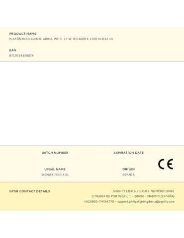 Plafón Inteligente Adria, Wi-Fi, 17 W, Rd 4000 K 1700 lm Ø32 cm WIZ 2