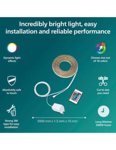 Tira LED RGB con Mando IP20, 5 m PHILIPS 2