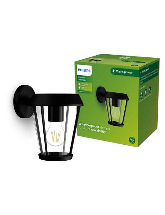 Aplique Exterior Sunera E27 25 w sin Bombilla, Color Negro, Luz Hacia Abajo PHILIPS